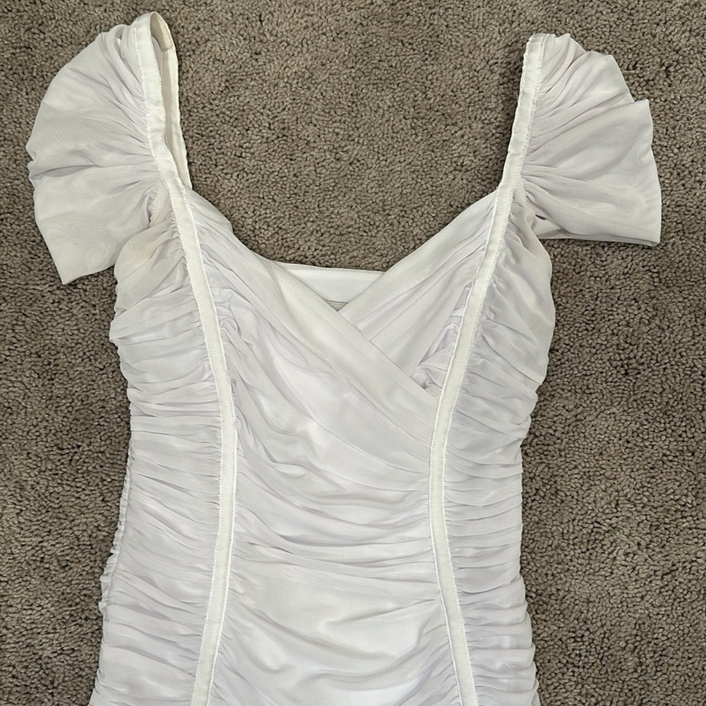 Oh Polly White Ruched Bodycon Mini Dress (8)